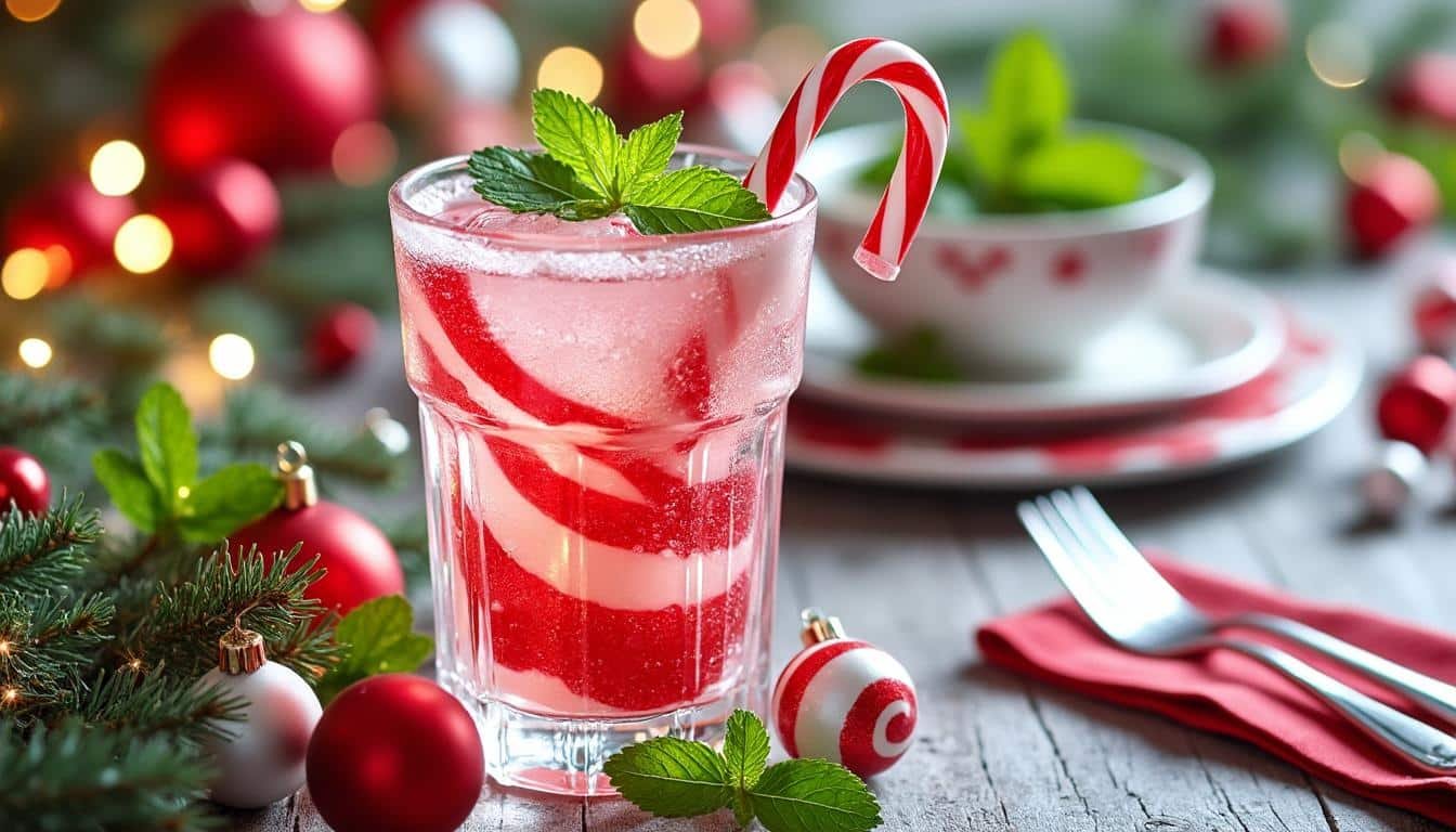 découvrez la recette rapide et festive du spritzer candy cane, un cocktail bonbon parfait pour égayer vos fêtes avec une touche sucrée et pétillante.